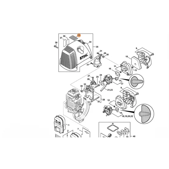 STIHL  Ostrzeżenie Kratka przeciwiskrowa 0000 967 4066